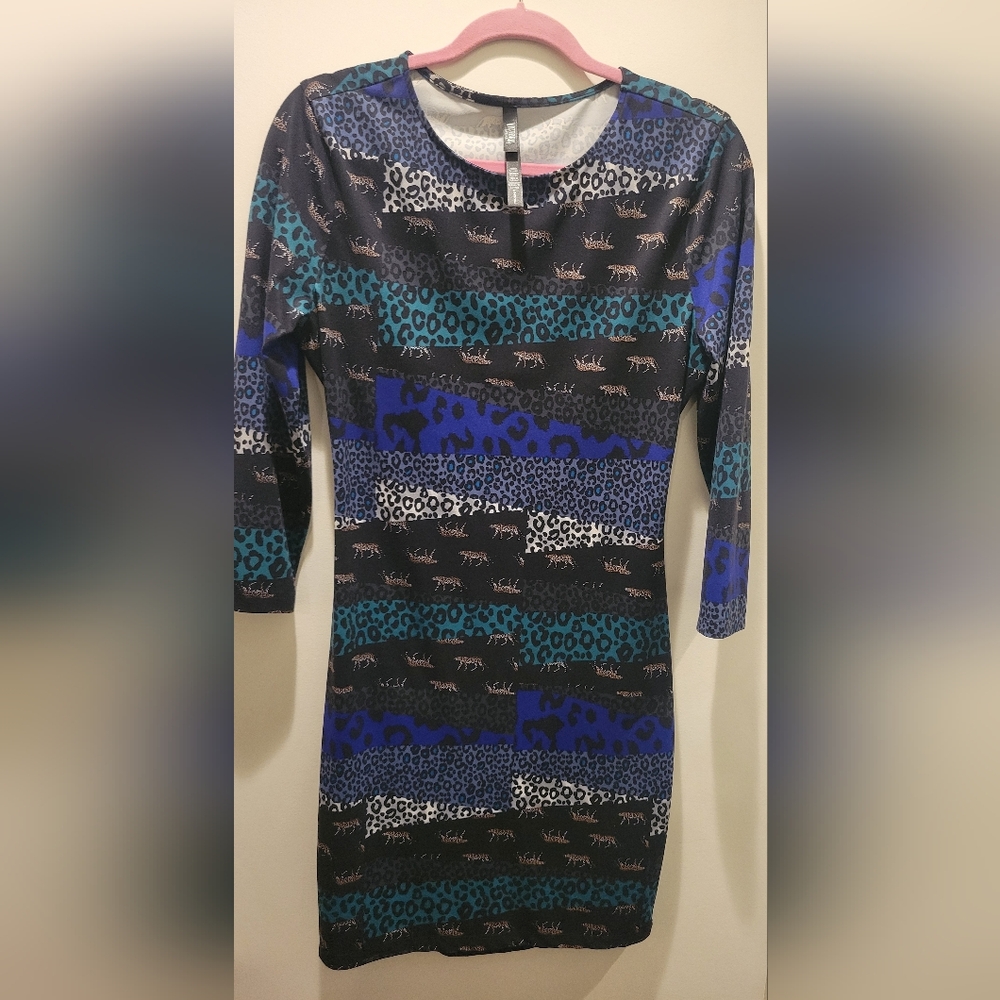 Victoria Sport Multi Bue Leopard Animal Print Bodycon Dress